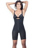 Thin Strap Half Leg Girdle with Lycra Buttocks Cover - Black - Front View - 1647